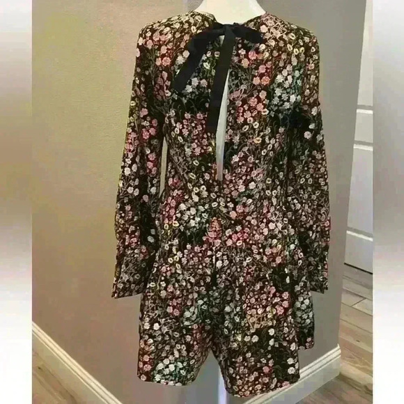 Zara Basic Collection Floral Mini Romper Tie Back Size Small - Picture 5 of 15